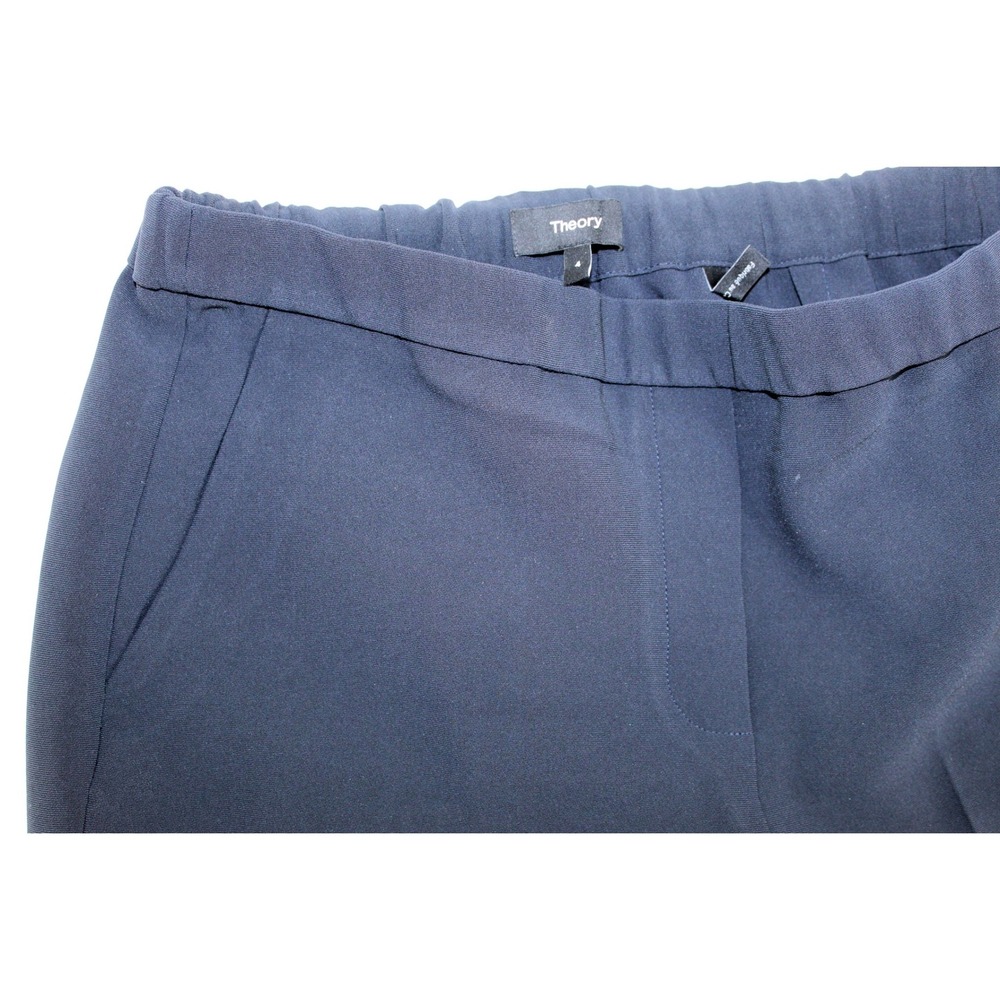 Theory Treeca Pull-On Pants Admiral Crepe Navy Blue Size 4 - Picture 13 of 14